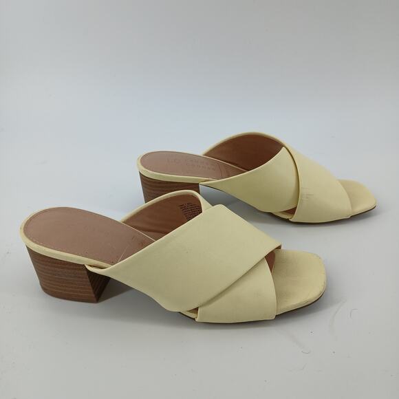 Lauren Conrad Butter Yellow Sodapop Crossband Block Heel Sandal Womens 7M Preppy - Picture 3 of 7